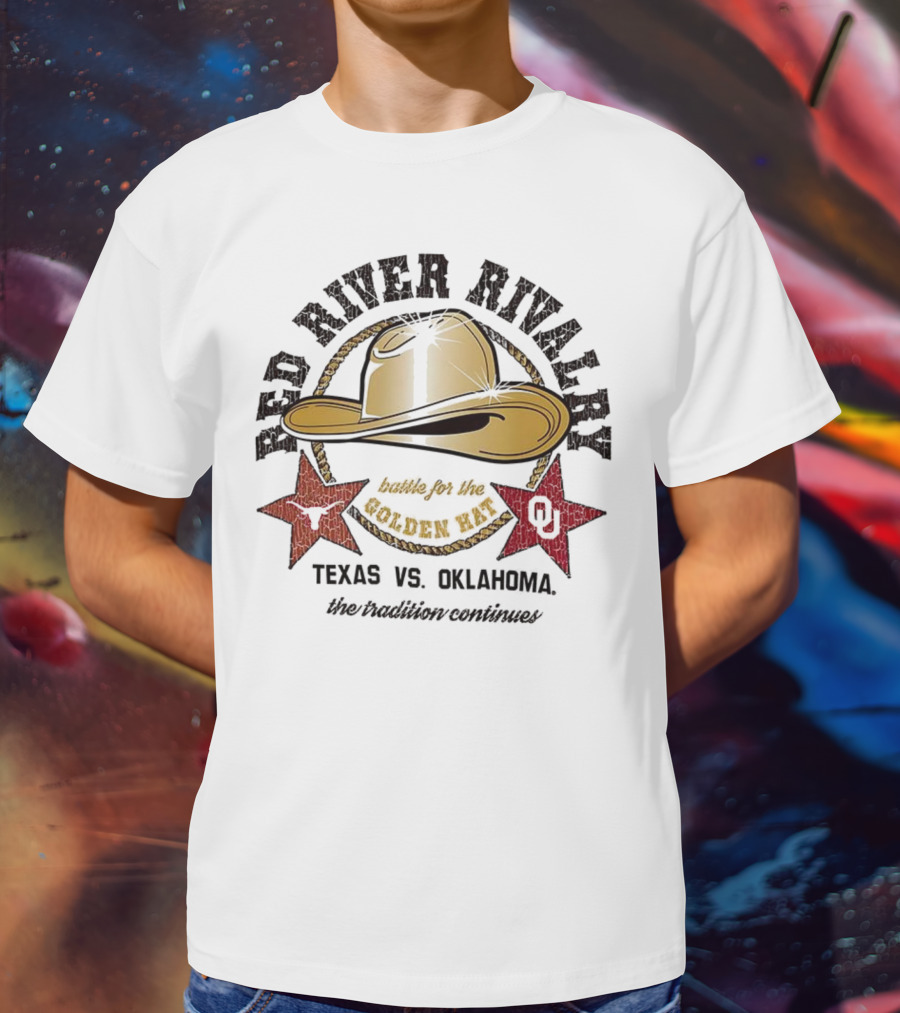 Red River Rivalry Texas Vs Oklahoma Battle For The Golden Hat T-Shirt