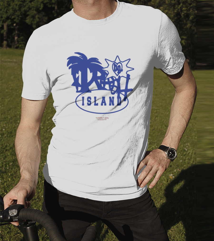 Trash Island Blue And White Palm Star Grafik T-Shirt