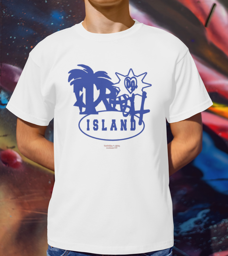 Trash Island Blue And White Palm Star Grafik T-Shirt