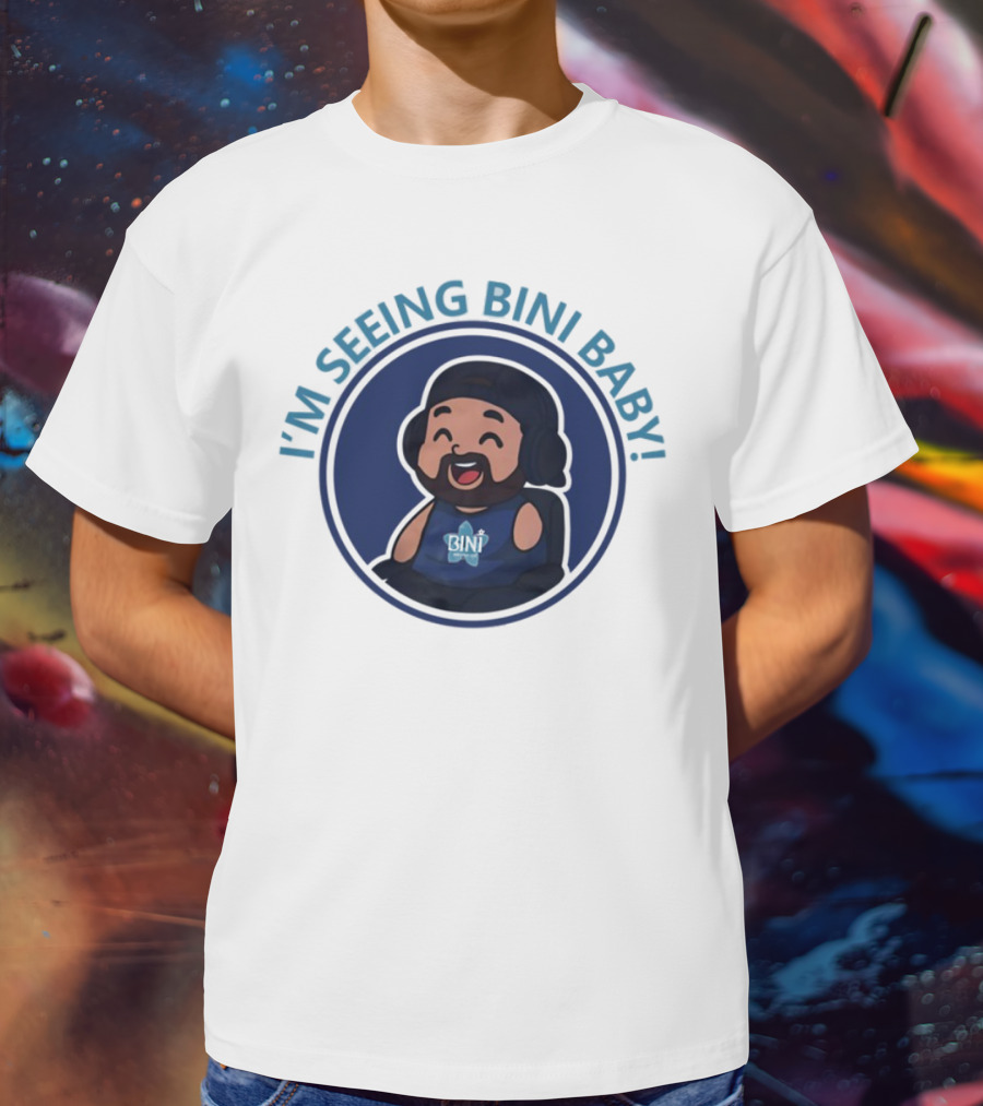 1Armreacts I'm Seeing Bini Baby Cartoon Character With Headphones And Star T-Shirt