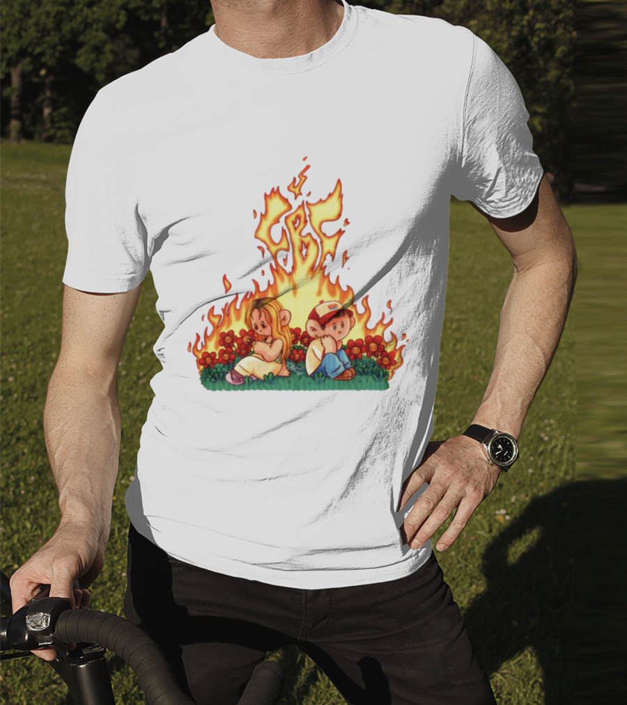 Fireball Friday Love Is Comic Characters With Fiery Background T-Shirt