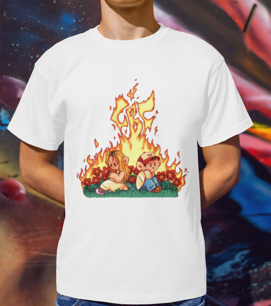 Fireball Friday Love Is Comic Characters With Fiery Background T-Shirt
