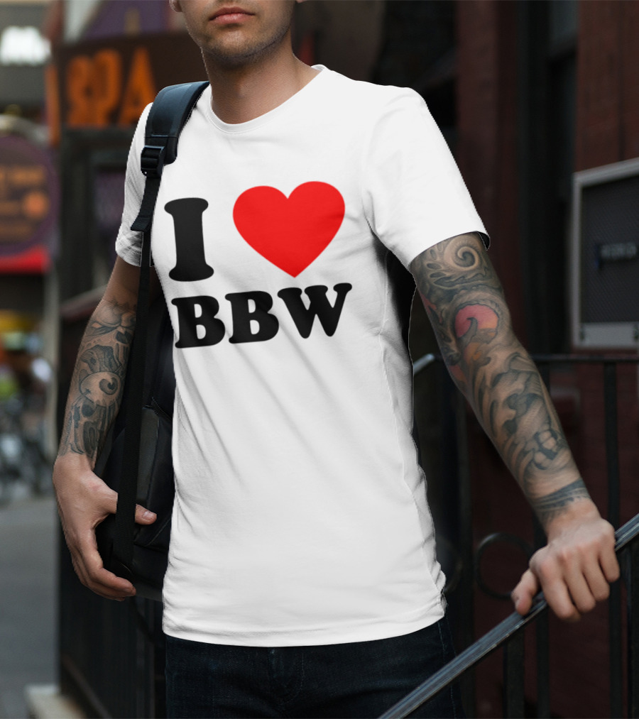 I Love BBW Heart Symbol Statement T-Shirt