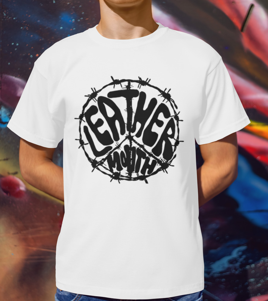 Leathermouth Barbed Wire Peace Symbol Grunge Aesthetic T-Shirt