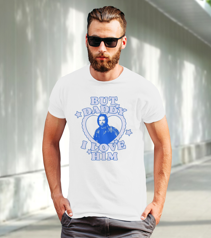 But Daddy I Love Him Bucky Barnes Blue Heart Stars T-Shirt