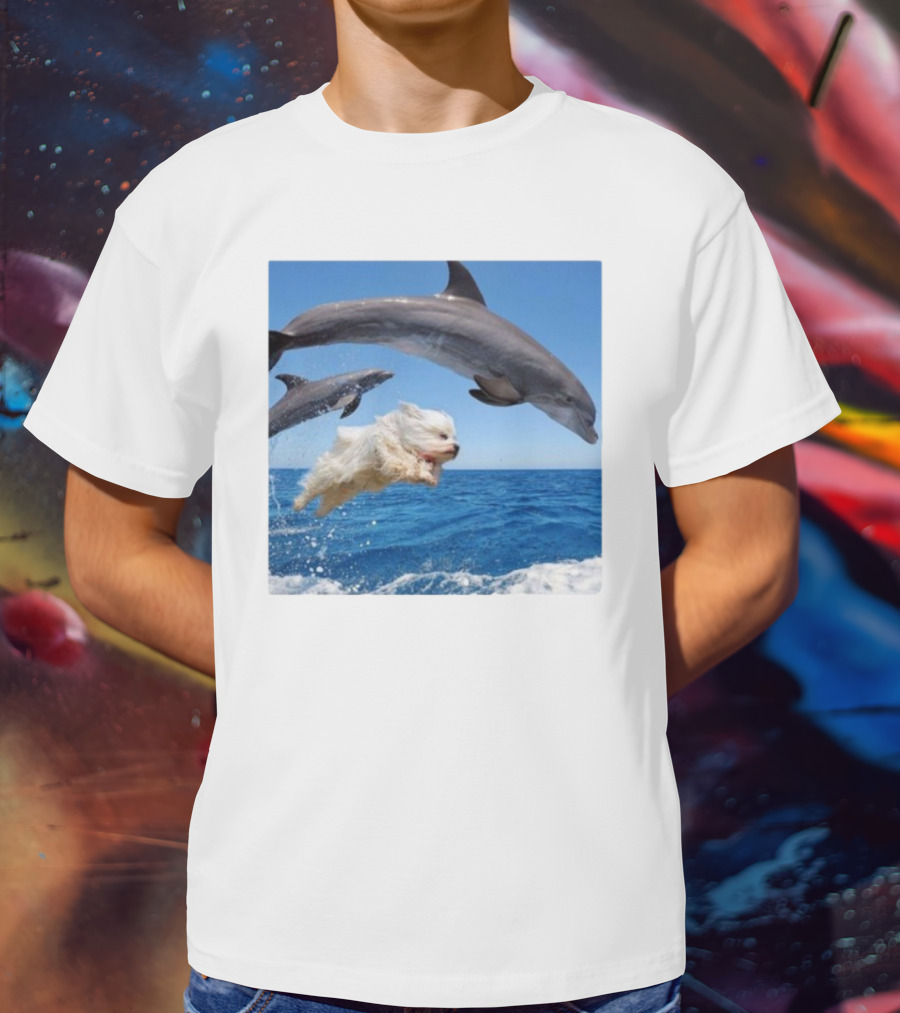 Dog Jump With Dolphin Ocean Adventure T-Shirt