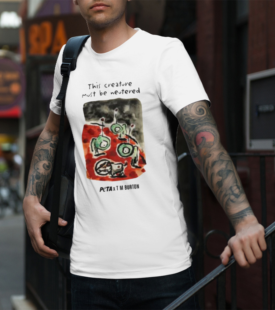 Peta X Tim Burton The Creature Must Be Regarded Levi In Space T-Shirt