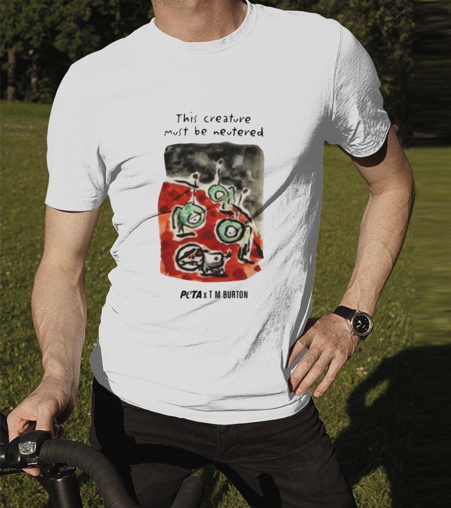 Peta X Tim Burton The Creature Must Be Regarded Levi In Space T-Shirt