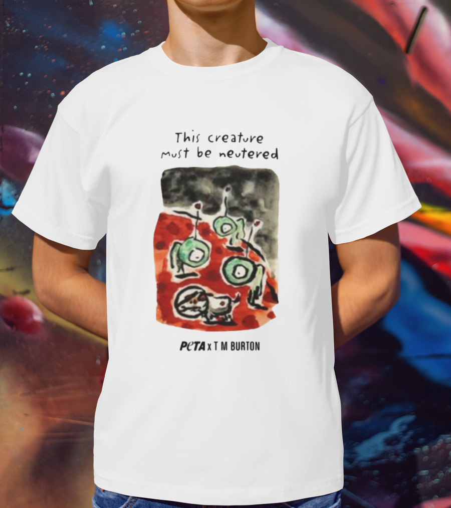 Peta X Tim Burton The Creature Must Be Regarded Levi In Space T-Shirt