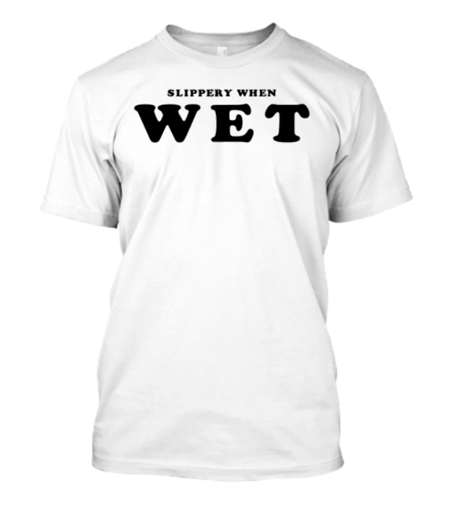 Renee Rapp Wearing Slippery When Wet Caution Sign T-Shirt