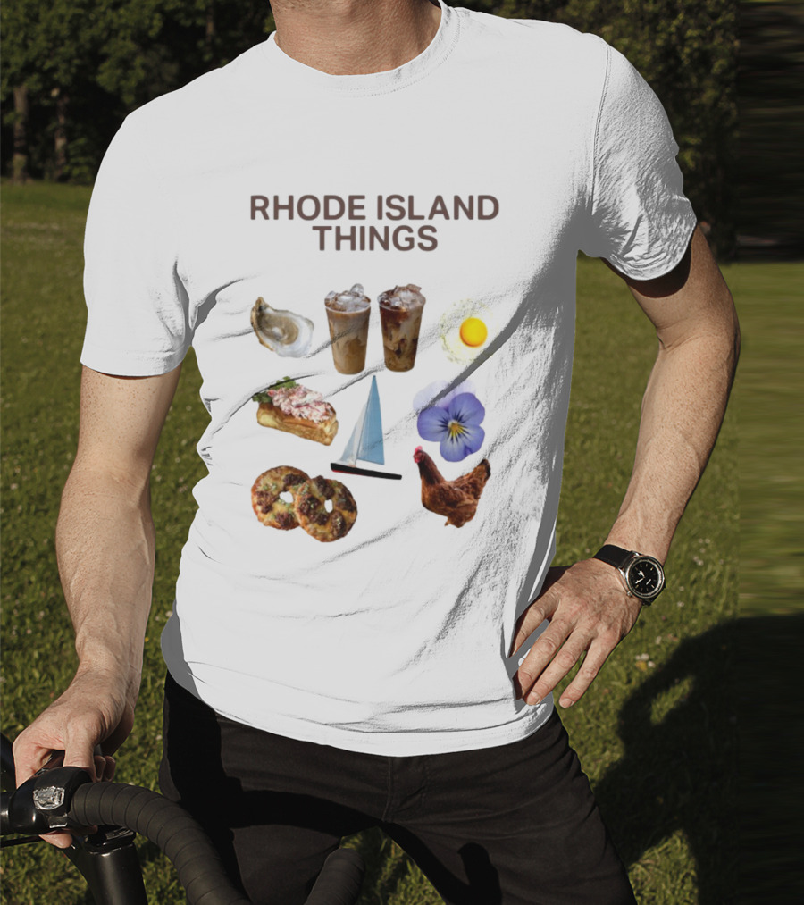 Rhode Island Things Iced Coffee Lobster Roll Sailboat Hen Johnnycakes T-Shirt