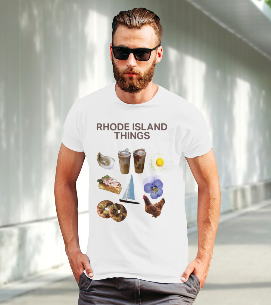 Rhode Island Things Iced Coffee Lobster Roll Sailboat Hen Johnnycakes T-Shirt