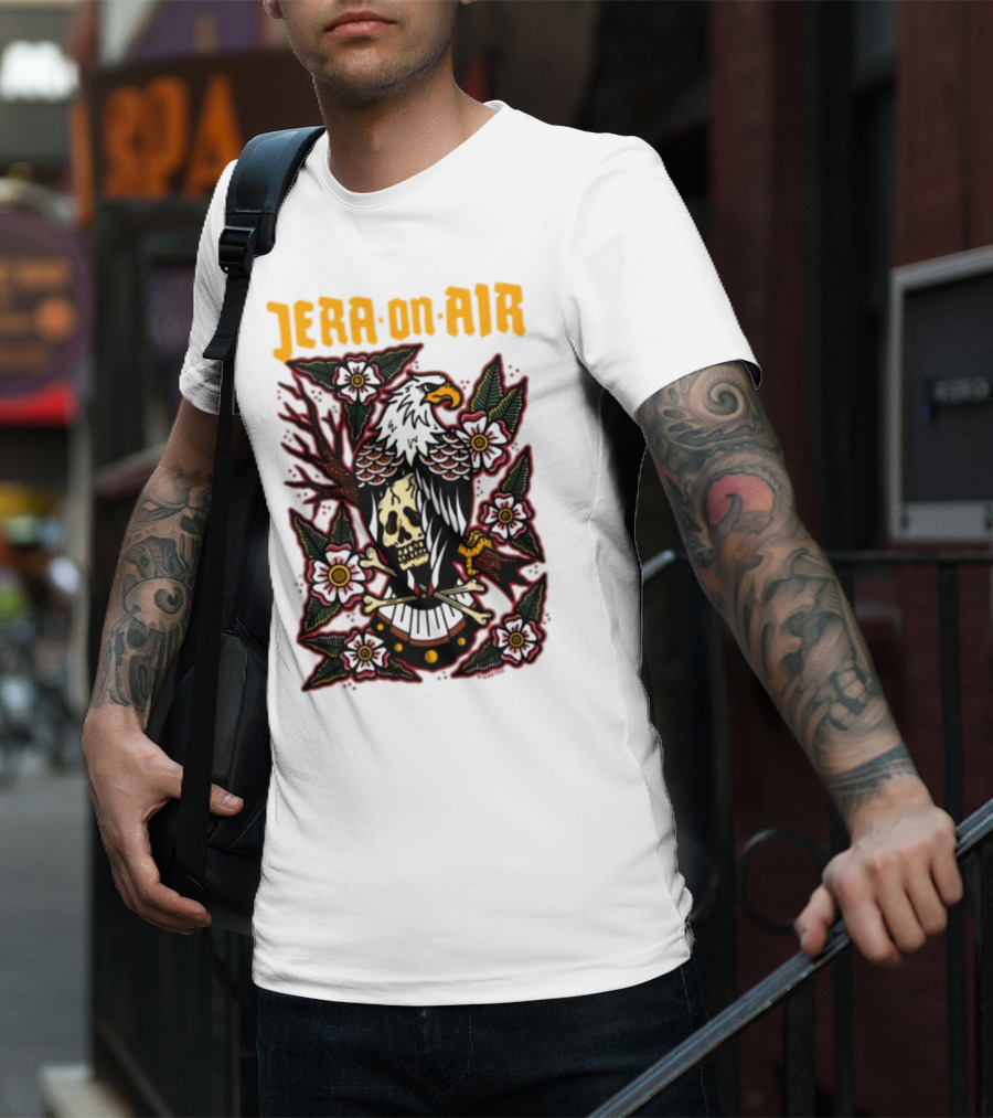 Richie Disaster Jera On Air Eagle Skull Floral Design T-Shirt