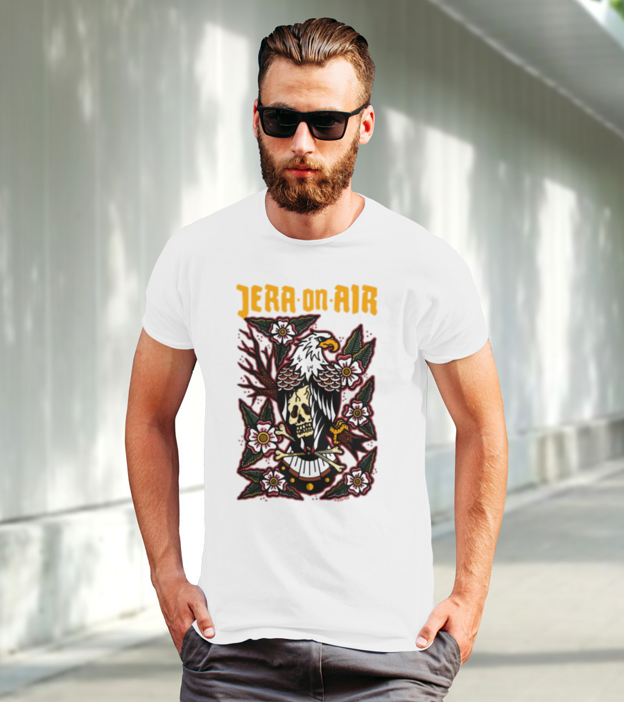 Richie Disaster Jera On Air Eagle Skull Floral Design T-Shirt