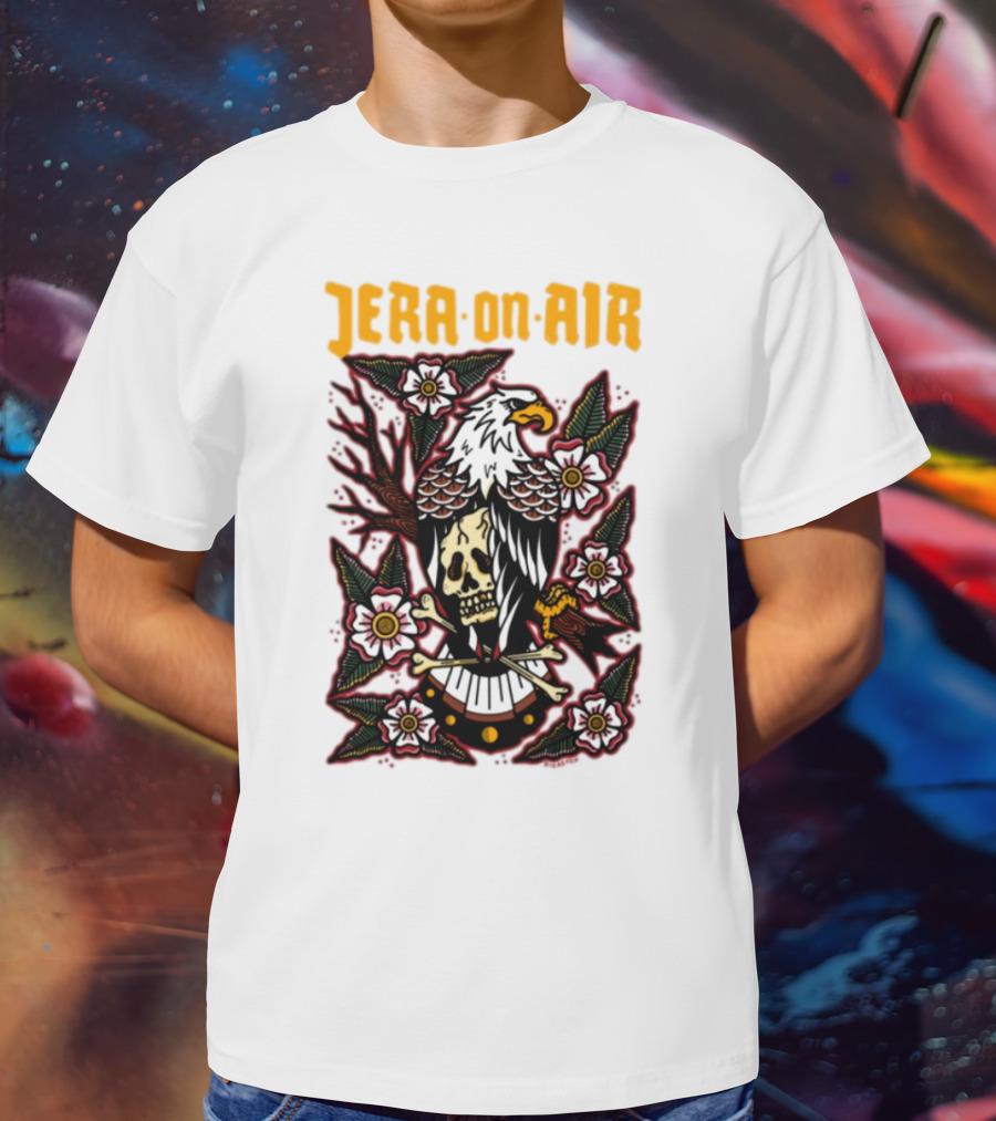 Richie Disaster Jera On Air Eagle Skull Floral Design T-Shirt