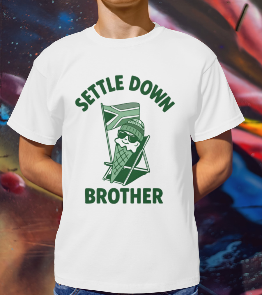 Settle Down Brother Ice Cream Cone Beach Chair Relaxation T-Shirt