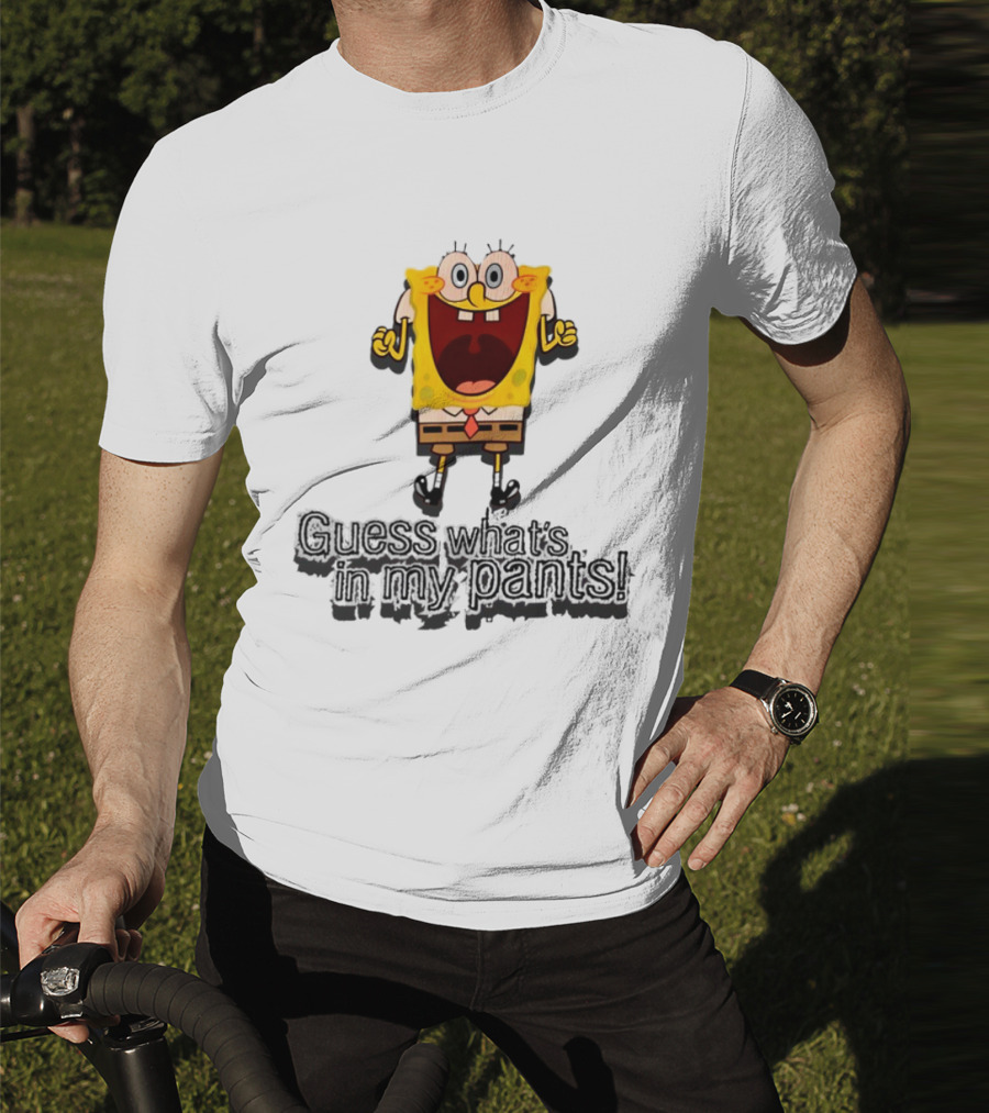 "Guess What's In My Pants Funny SpongeBob SquarePants Patrick Reference" T-Shirt