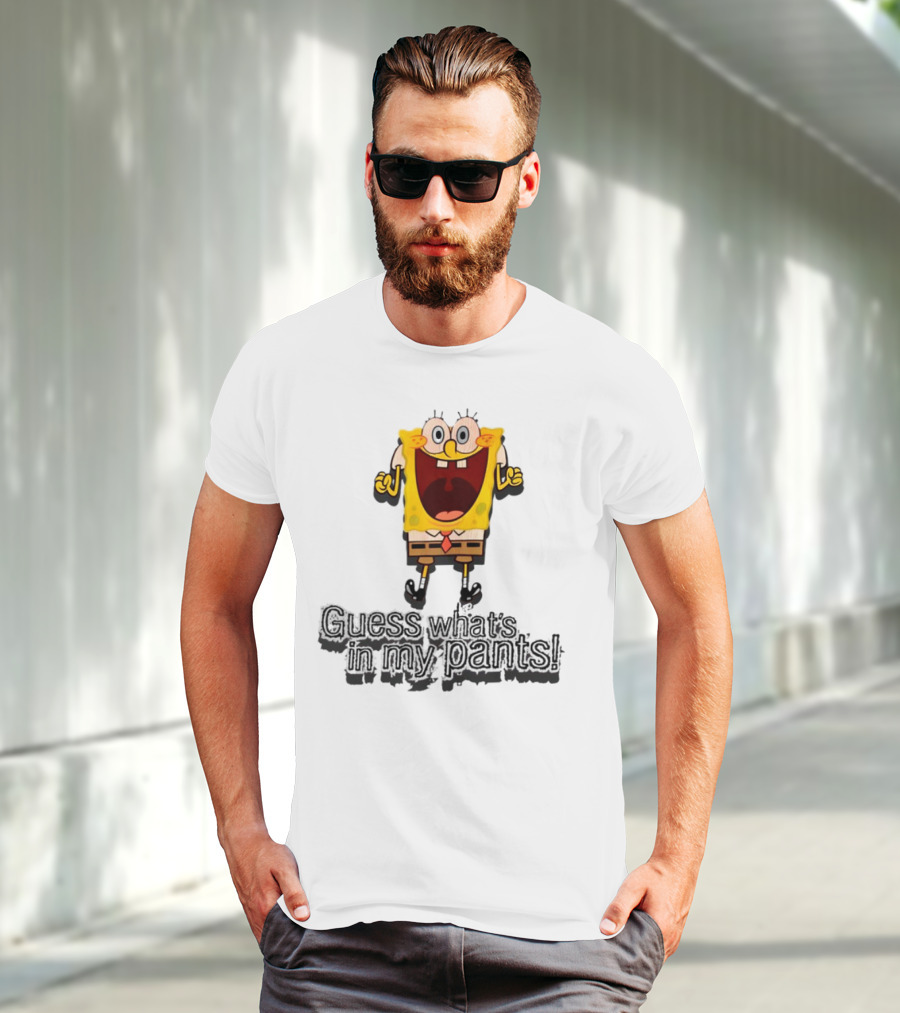 "Guess What's In My Pants Funny SpongeBob SquarePants Patrick Reference" T-Shirt
