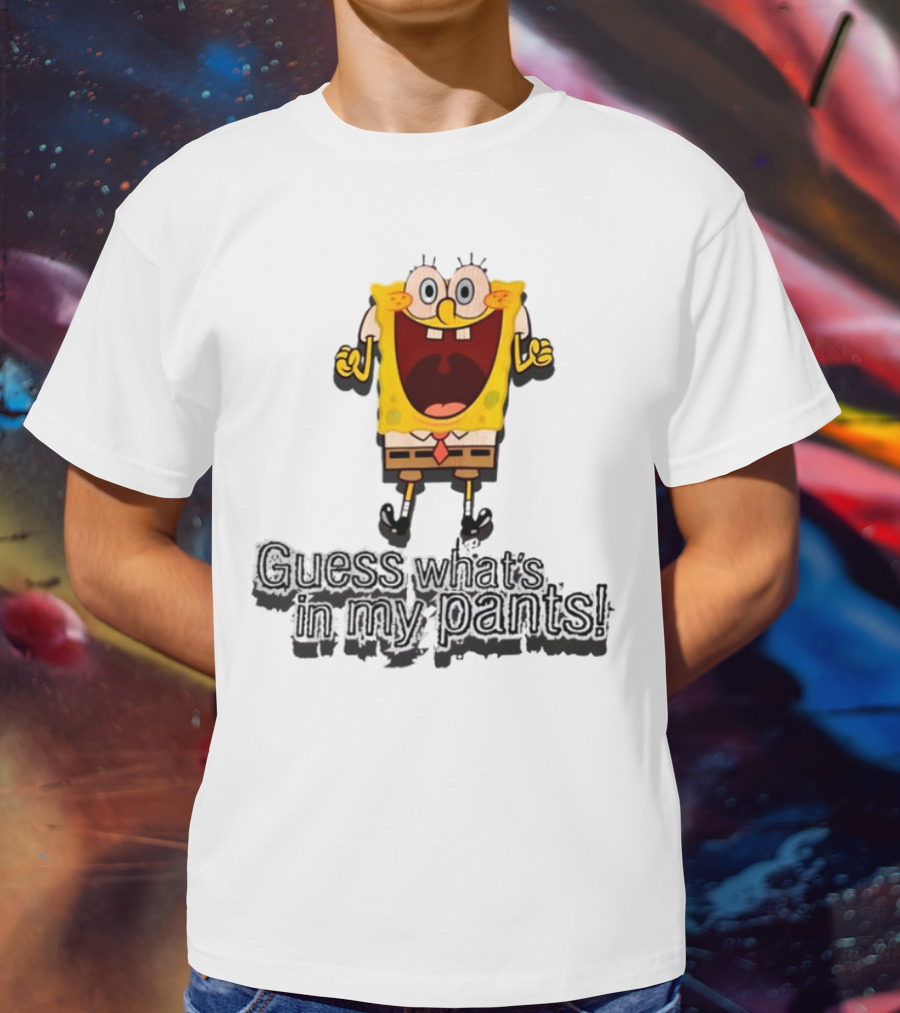 "Guess What's In My Pants Funny SpongeBob SquarePants Patrick Reference" T-Shirt