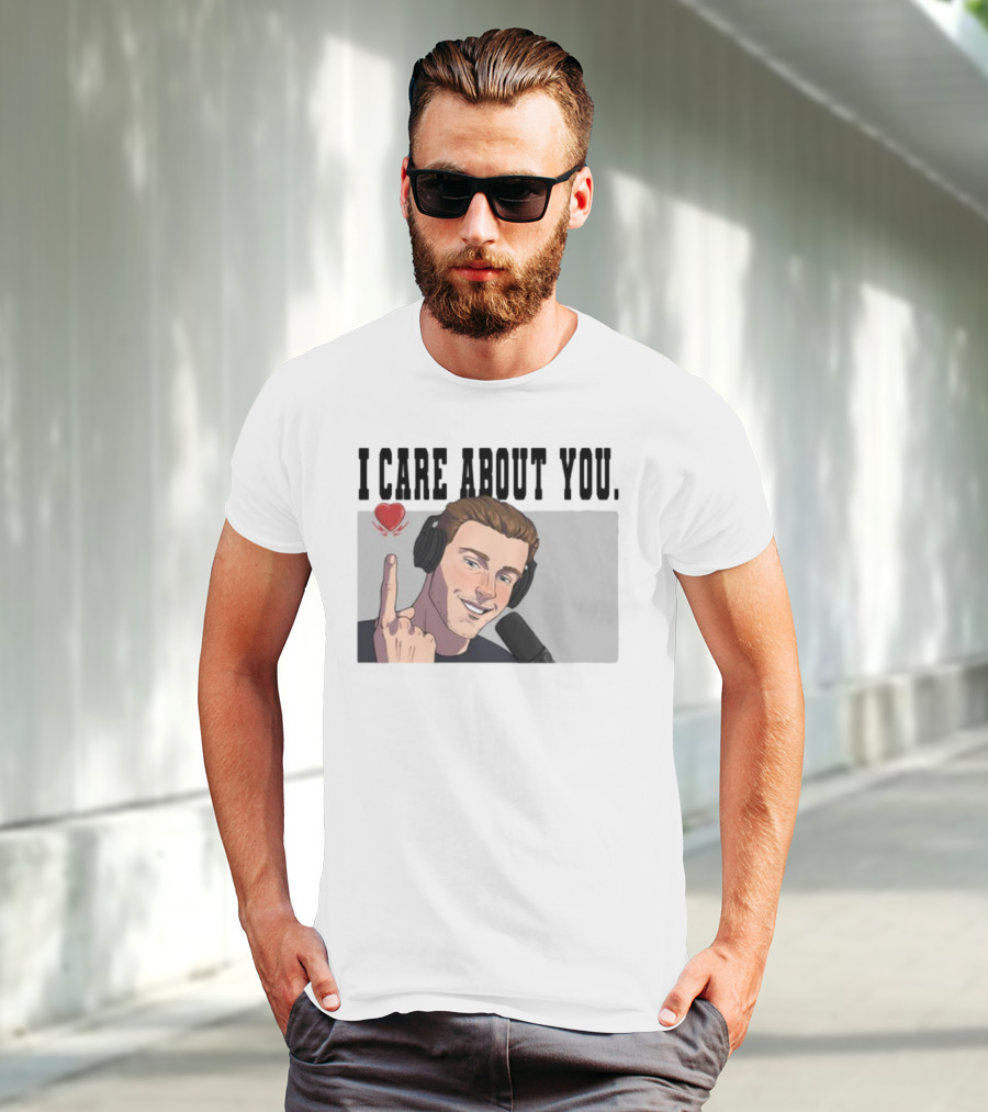 I Care About You Heart Headphones Microphone Illustration T-Shirt