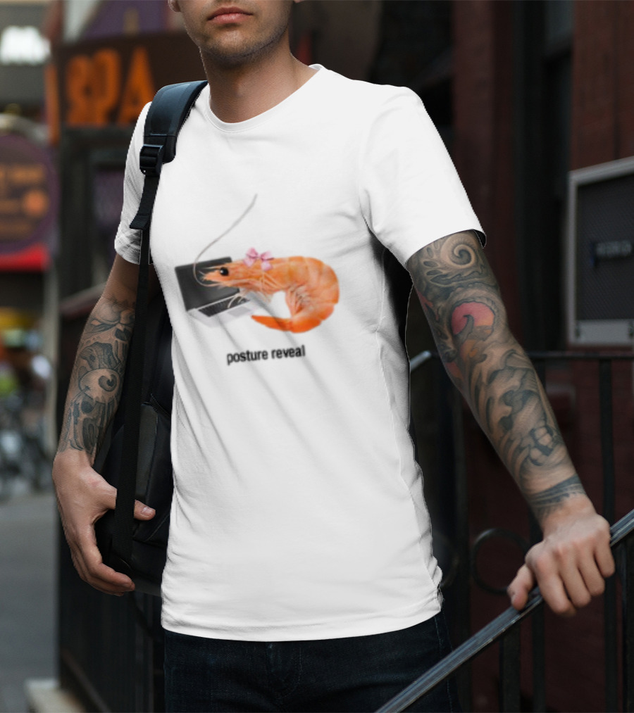 Shrimp Laptop Bow Posture Reveal T-Shirt