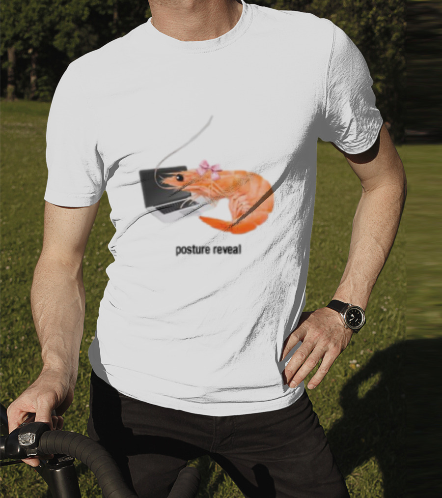 Shrimp Laptop Bow Posture Reveal T-Shirt