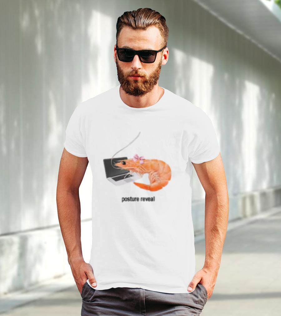 Shrimp Laptop Bow Posture Reveal T-Shirt