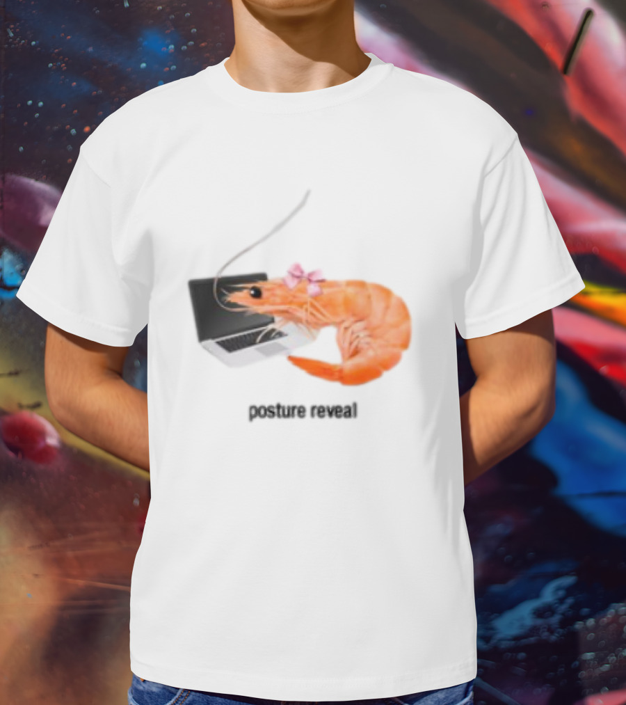 Shrimp Laptop Bow Posture Reveal T-Shirt