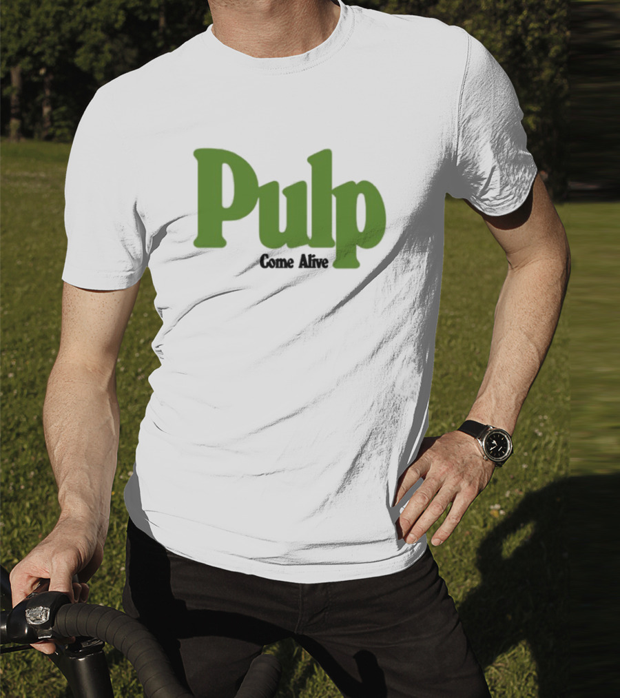 Pulp Come Alive Ecru Retro Bold Green Typography T-Shirt