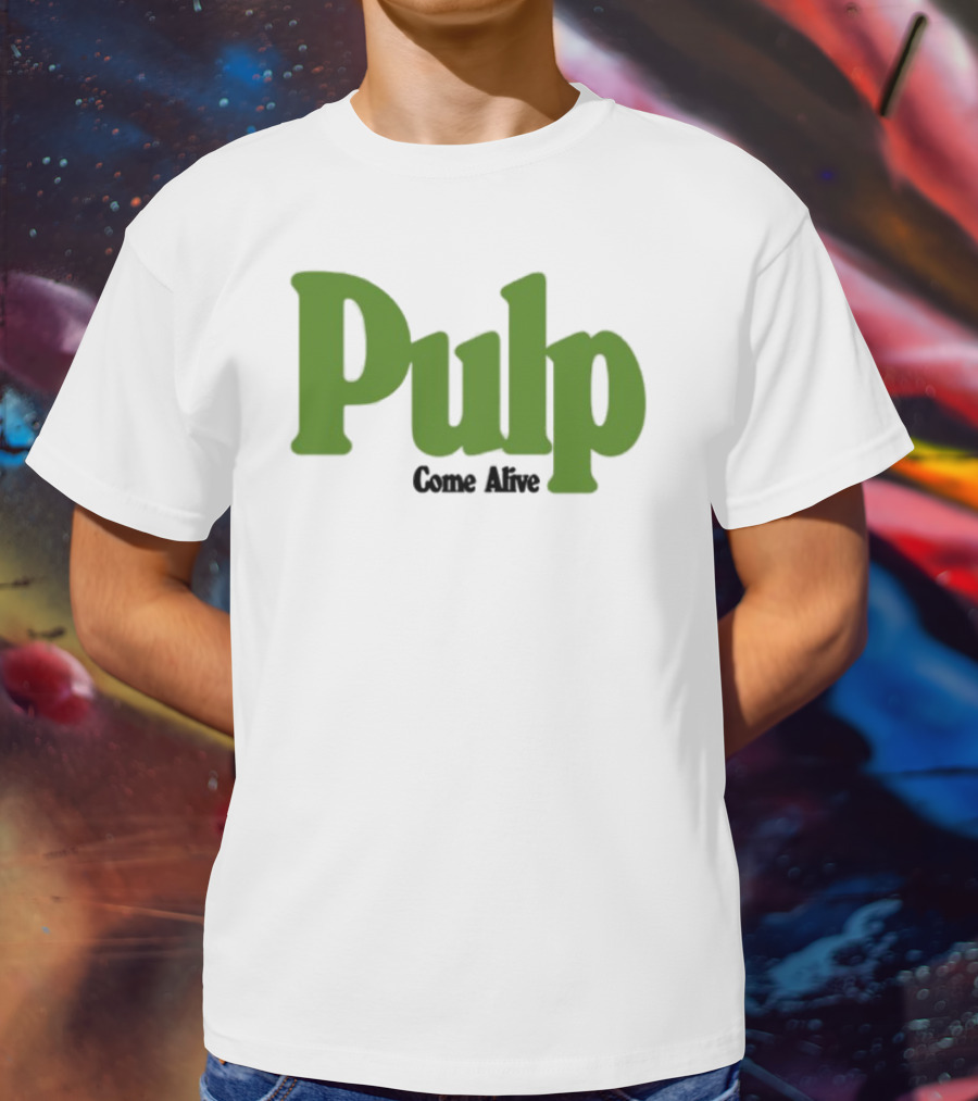 Pulp Come Alive Ecru Retro Bold Green Typography T-Shirt