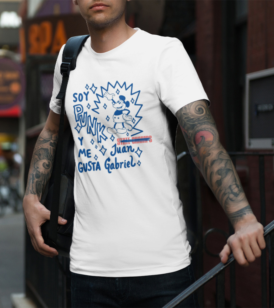 Soy Punk Y Me Gusta Juan Gabriel Sparkling Cartoon Punk Style T-Shirt