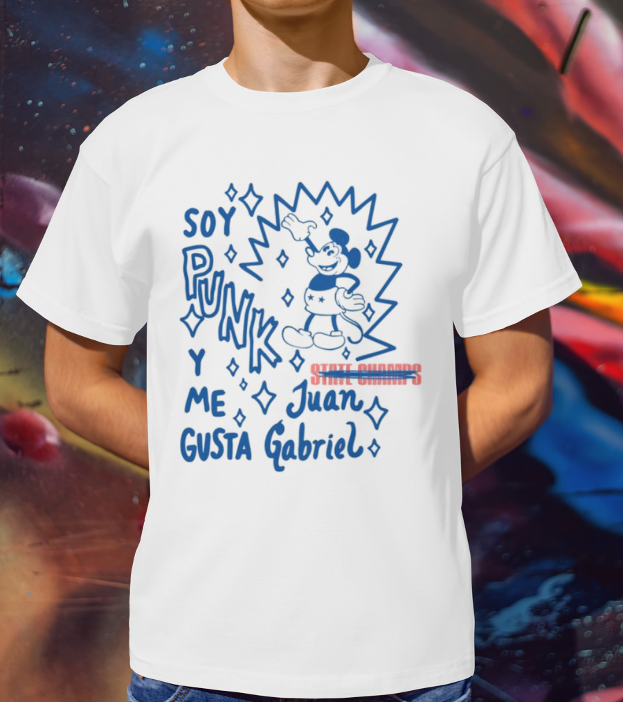 Soy Punk Y Me Gusta Juan Gabriel Sparkling Cartoon Punk Style T-Shirt