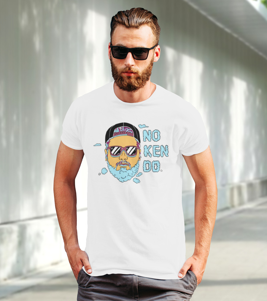 No Ken Do Trippy Ken Sunglasses Beard Cartoon T-Shirt