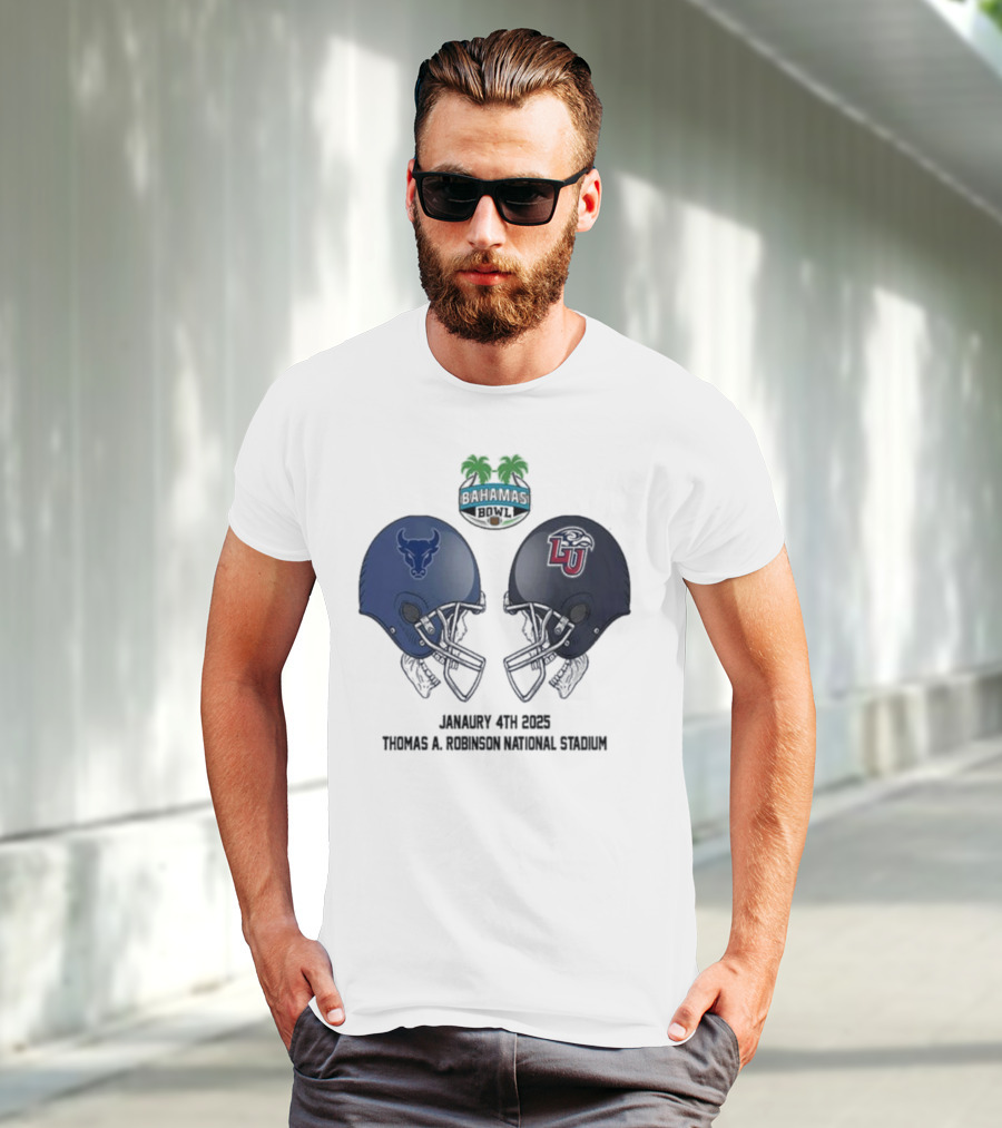 Buffalo Bulls Vs Liberty Flames Head To Head Bahamas Bowl January 4th 2025 Thomas A Robinson Stadium T-Shirt