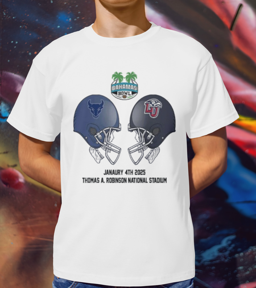 Buffalo Bulls Vs Liberty Flames Head To Head Bahamas Bowl January 4th 2025 Thomas A Robinson Stadium T-Shirt