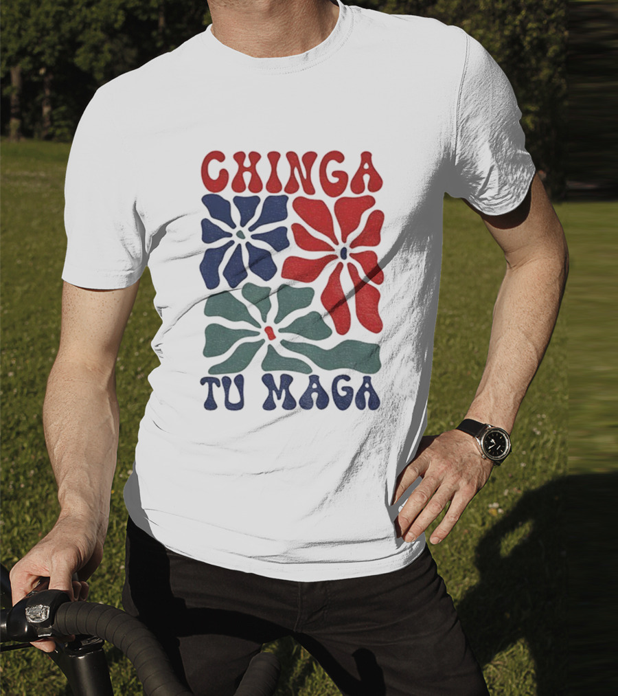 Chinga Tu Maga Colorful Floral Design T-Shirt