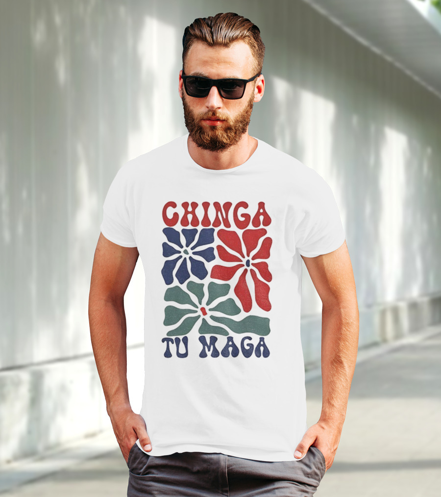 Chinga Tu Maga Colorful Floral Design T-Shirt