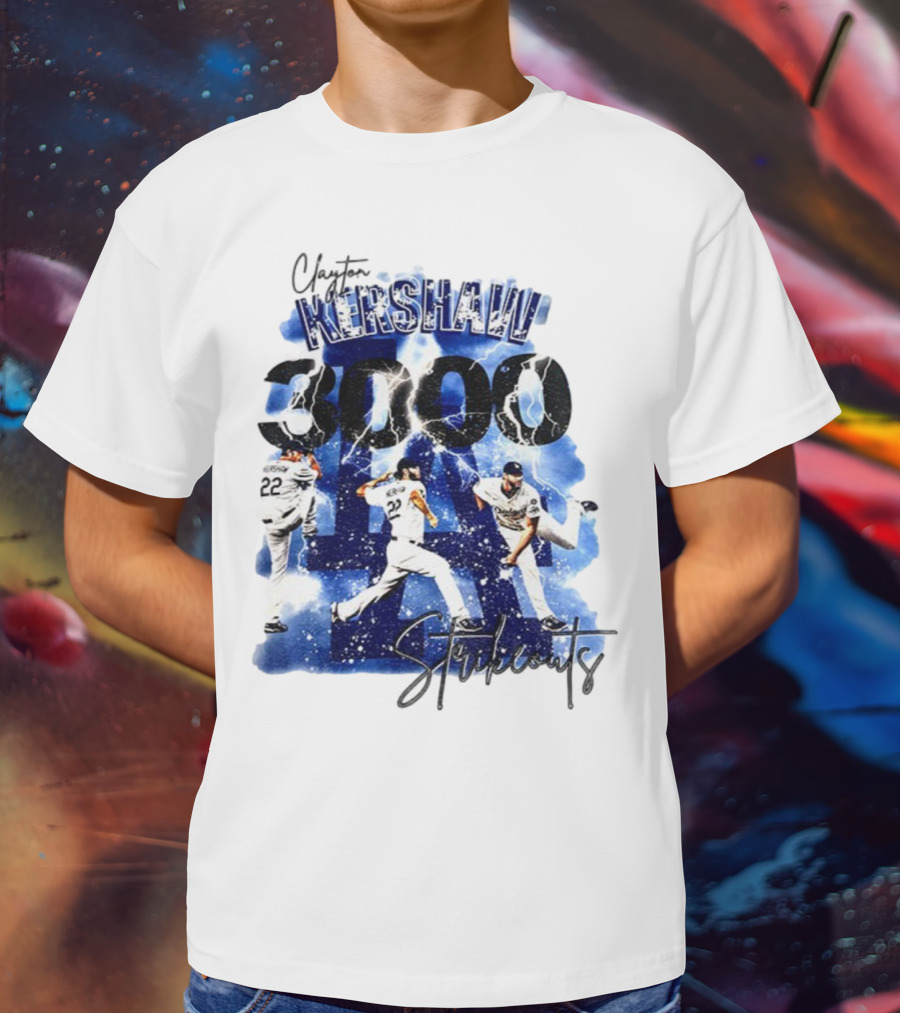 Clayton Kershaw 3000 Strikeouts Los Angeles Dodgers MLB Vintage T-Shirt