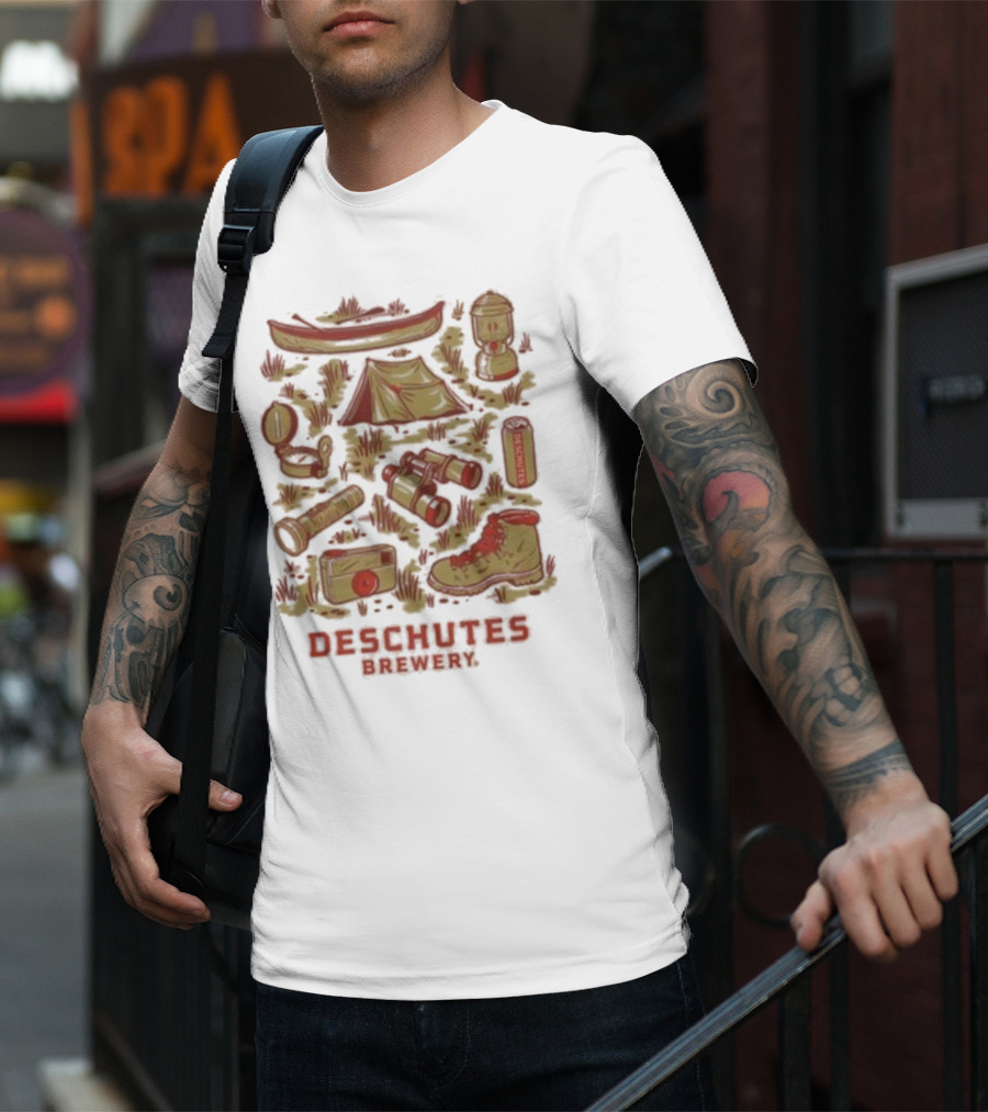 Deschutes Brewery Camping Adventure Gear Collage T-Shirt