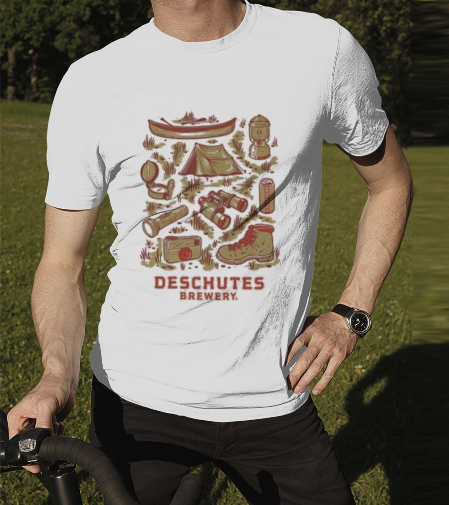 Deschutes Brewery Camping Adventure Gear Collage T-Shirt