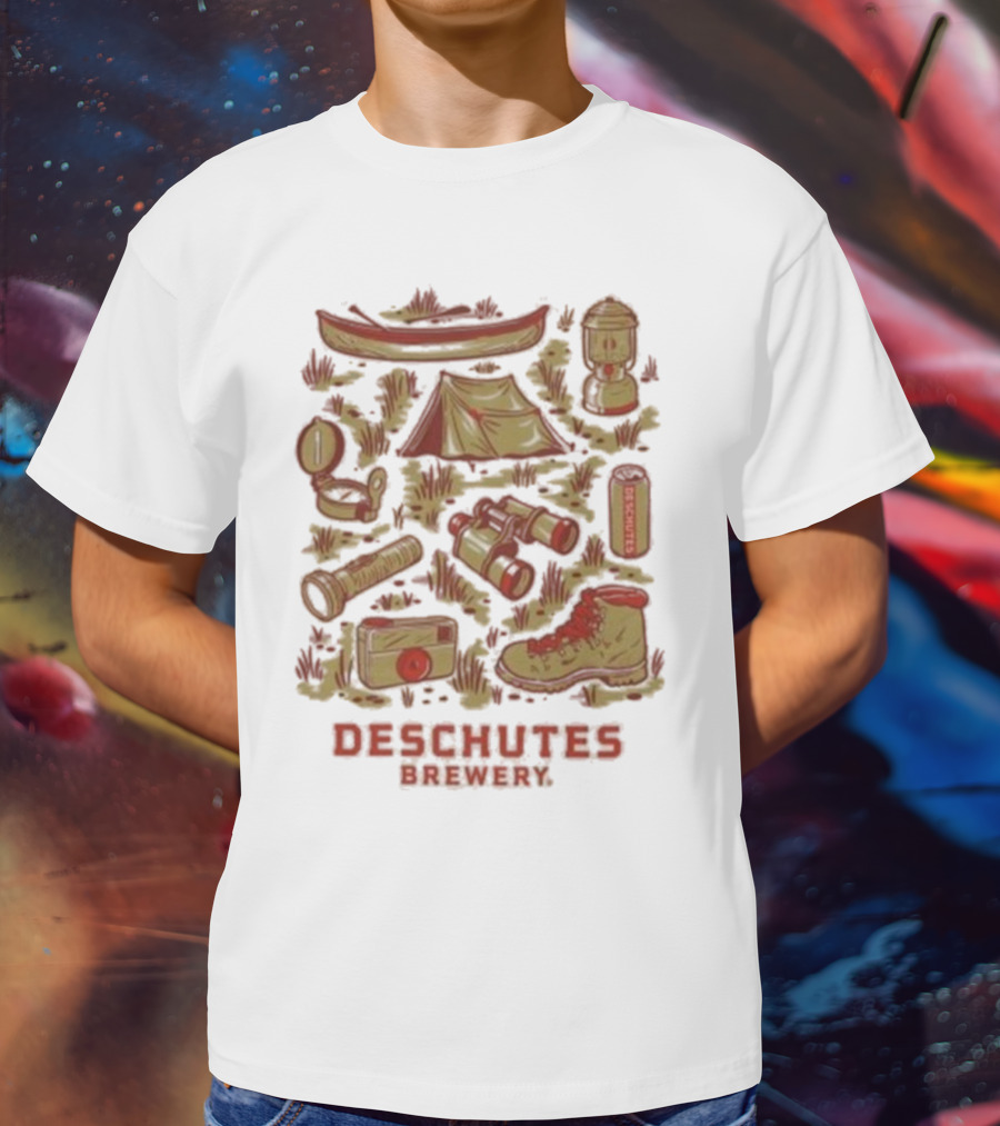 Deschutes Brewery Camping Adventure Gear Collage T-Shirt