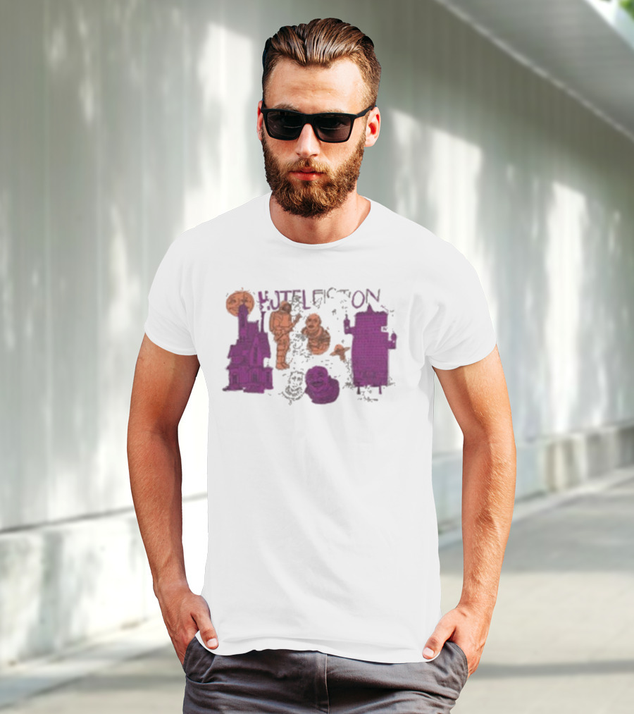 Hotel Fiction Astronaut Space Adventure Moon And Rocket Scene T-Shirt