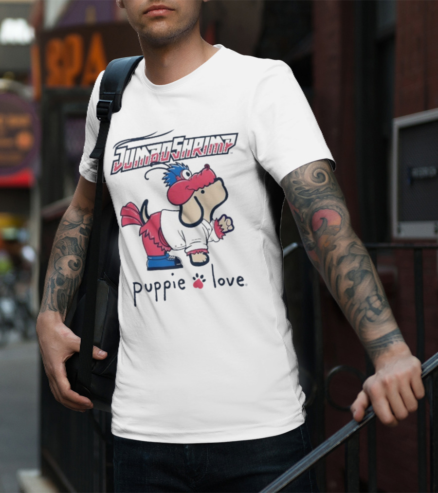 Jacksonville Jumbo Shrimp Puppie Love Baseball Mascot T-Shirt