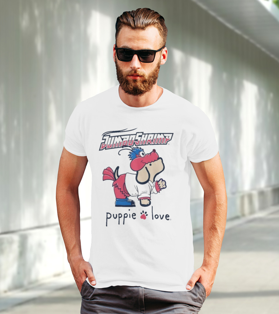 Jacksonville Jumbo Shrimp Puppie Love Baseball Mascot T-Shirt