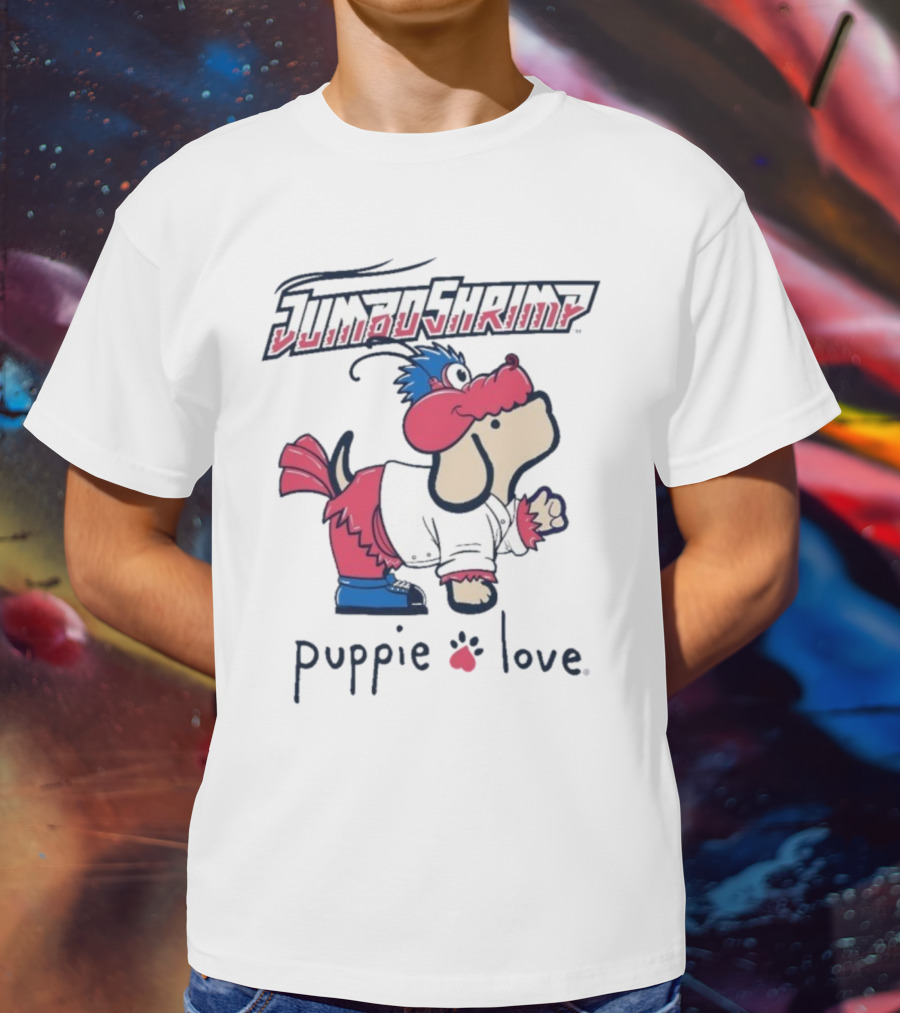 Jacksonville Jumbo Shrimp Puppie Love Baseball Mascot T-Shirt
