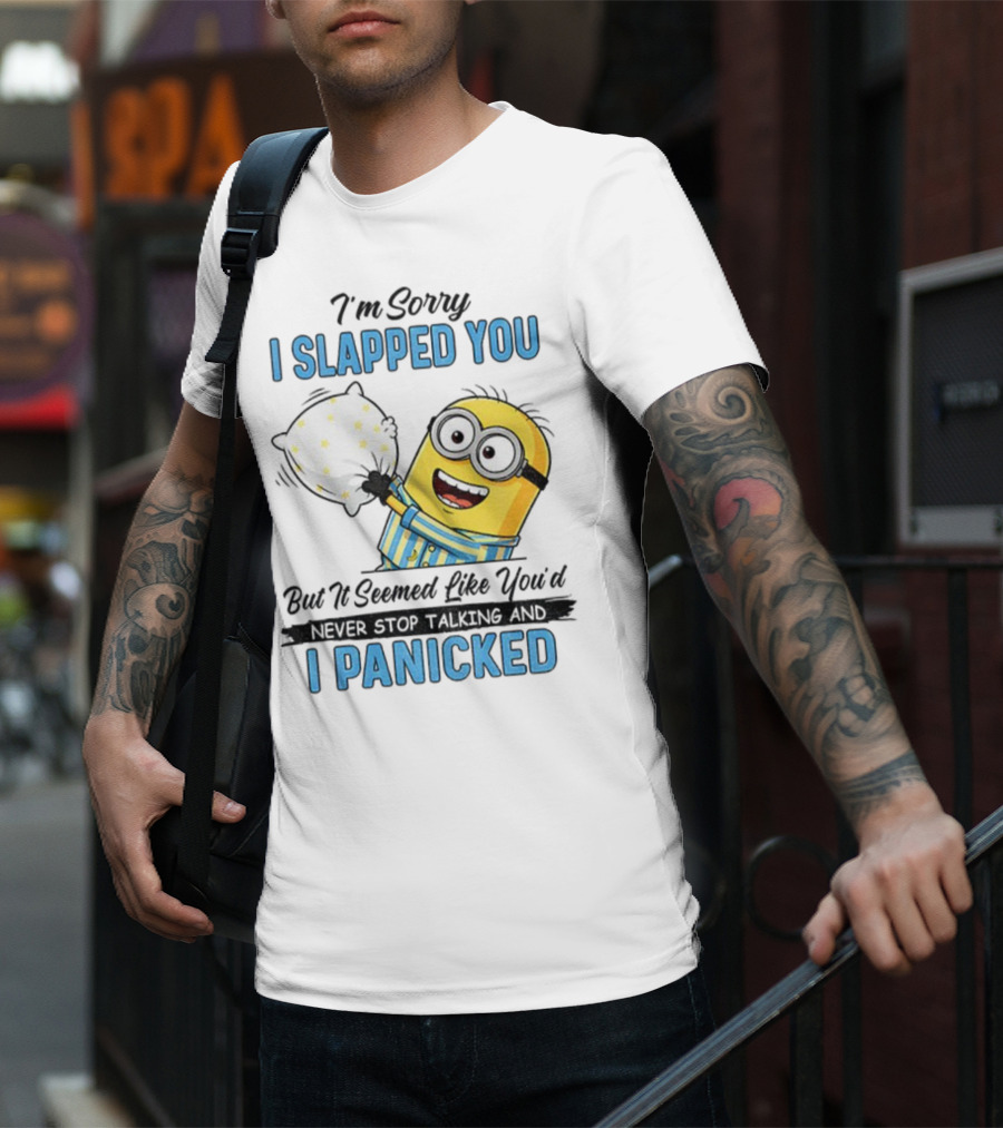 Minion I Slapped You I Panicked Pillow Fight Pajamas T-Shirt
