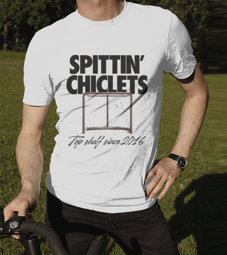 Spittin Chiclets Top Shelf Since 2016 Hockey Net T-Shirt