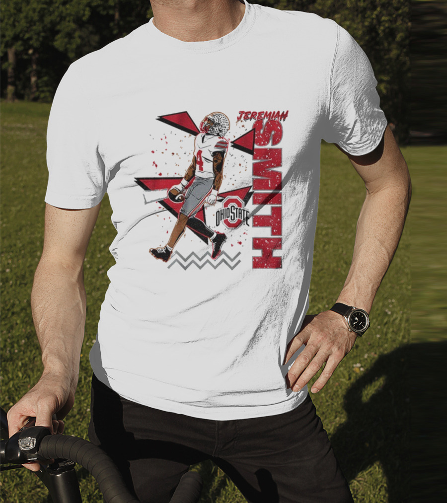 Ohio State Buckeyes Football Jeremiah Smith 90s Style Vintage Red Black Pattern T-Shirt