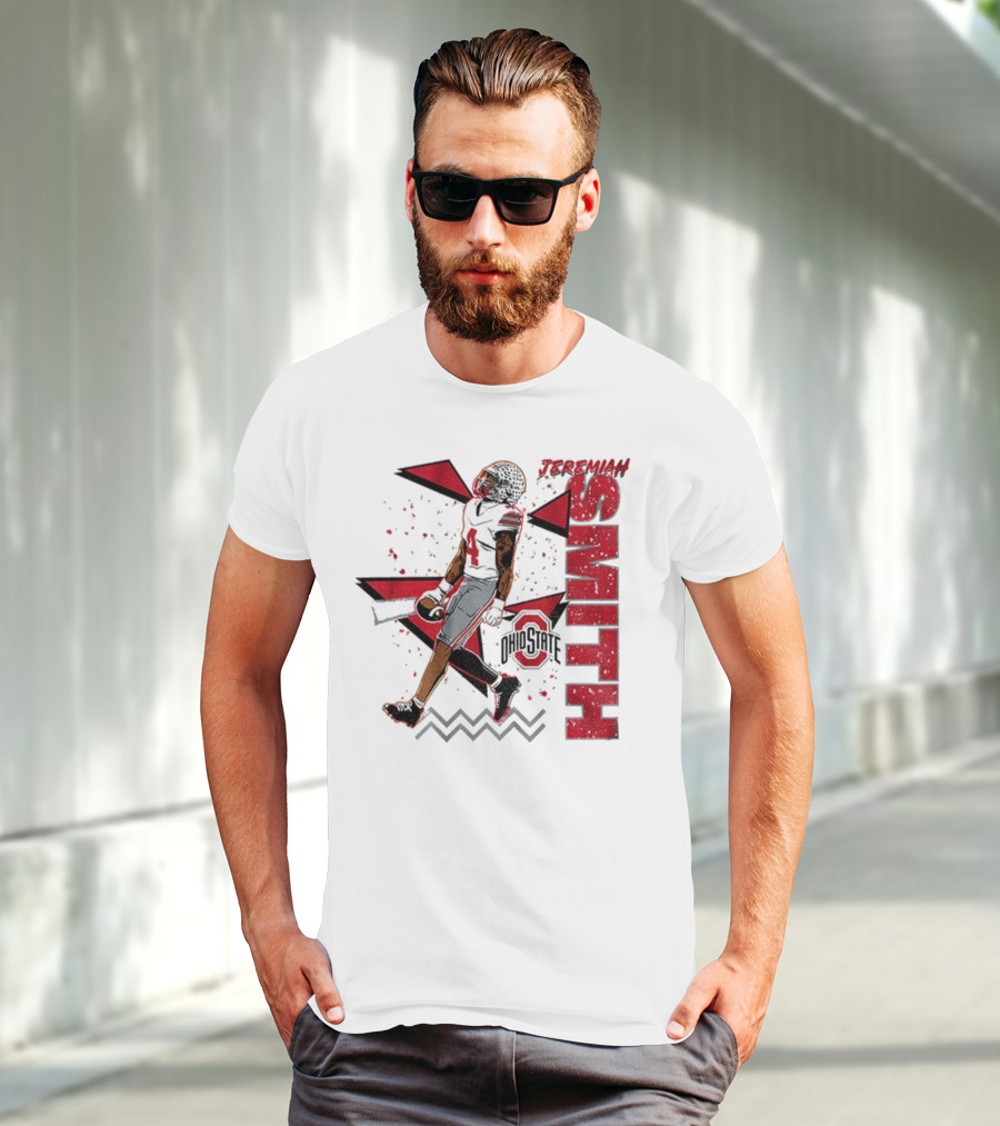 Ohio State Buckeyes Football Jeremiah Smith 90s Style Vintage Red Black Pattern T-Shirt