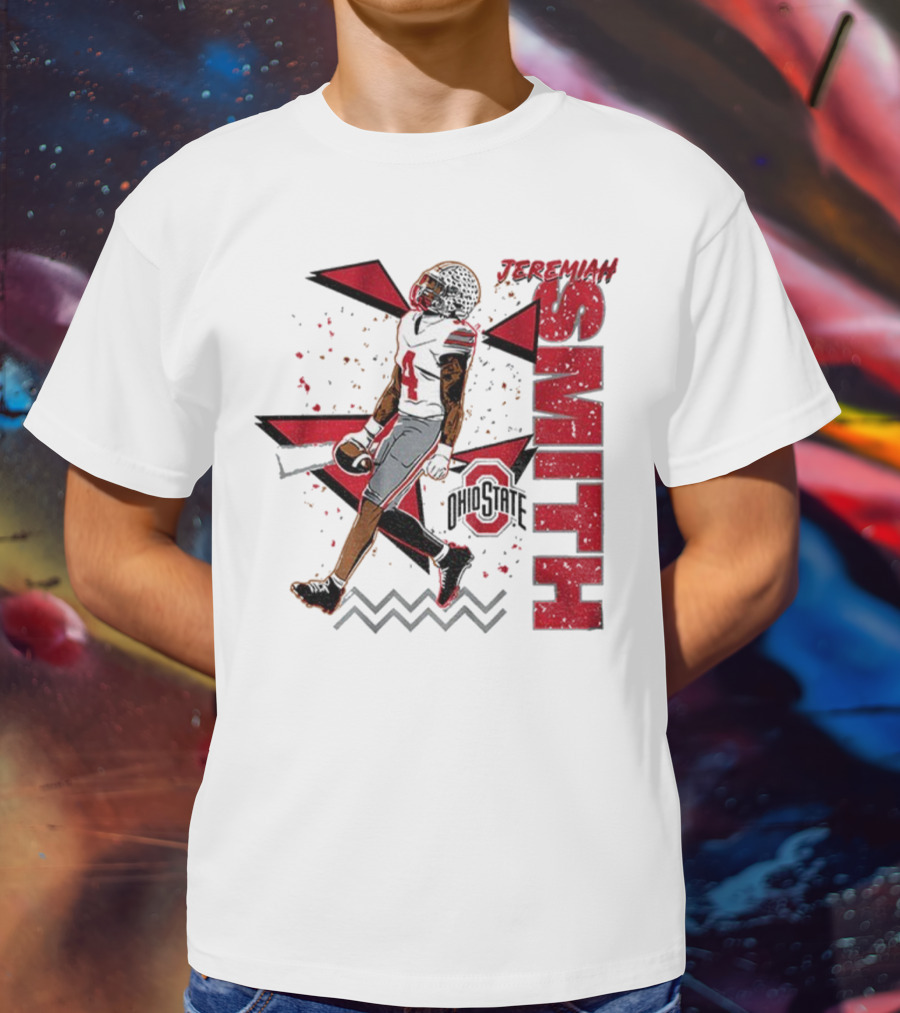 Ohio State Buckeyes Football Jeremiah Smith 90s Style Vintage Red Black Pattern T-Shirt